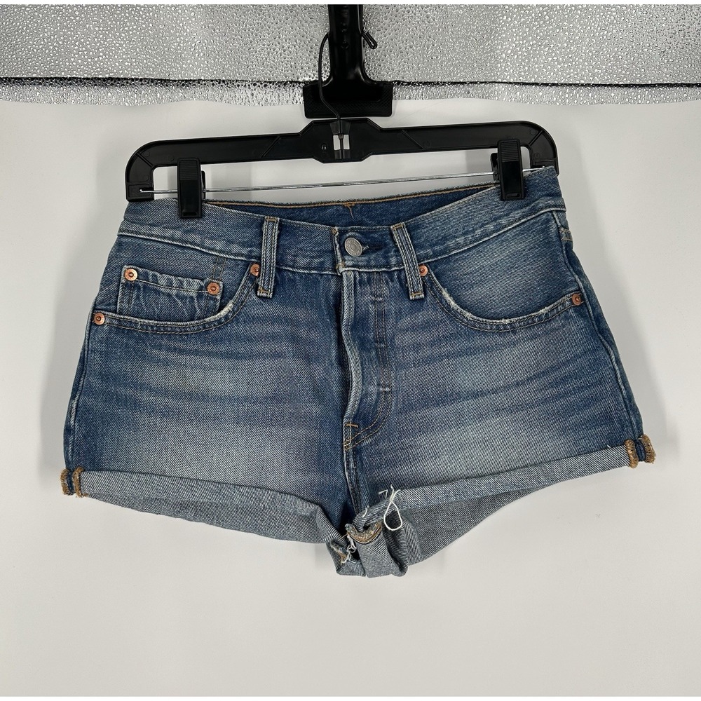 Levis 501 Jorts Denim Jean Shorts Mid Rise Blue Medium Wash Womens Size 26